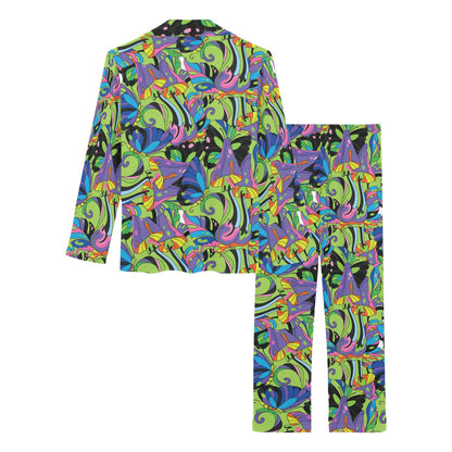 Psychedelic Trippy Mushroom Themed Women's Long Pajama Set