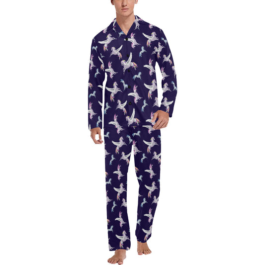Pegasus Pattern Print Design 02 Men's Long Pajama Set
