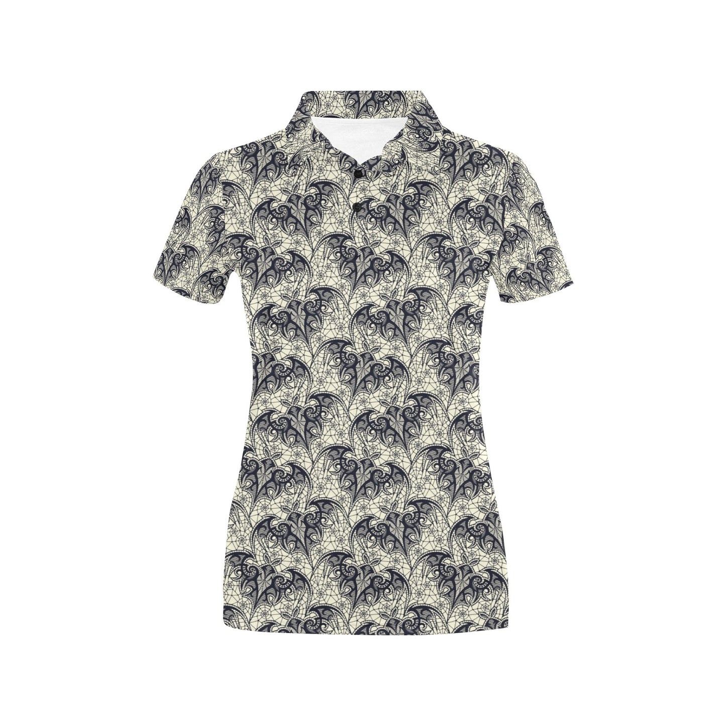 Bat Tribal Pattern Print Design 06 Women's Polo Shirt