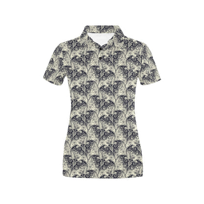 Bat Tribal Pattern Print Design 06 Women's Polo Shirt