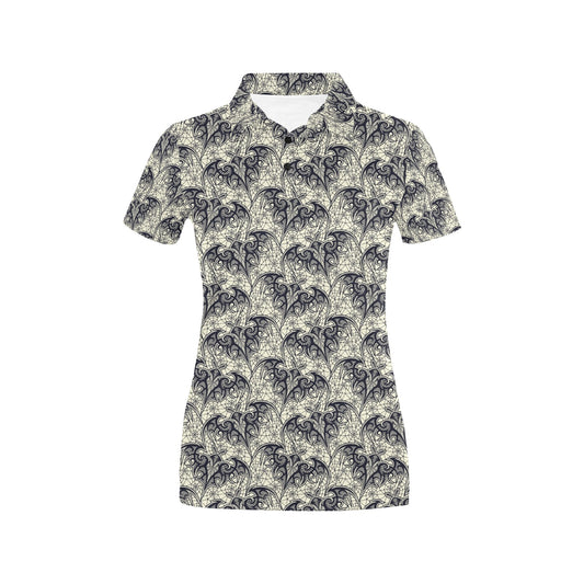 Bat Tribal Pattern Print Design 06 Women's Polo Shirt