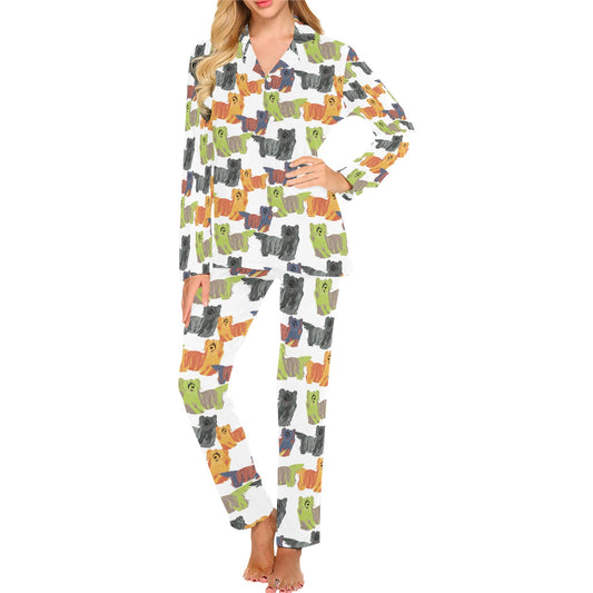 Skye Terriers Print Design LKS301 Women's Long Pajama Set