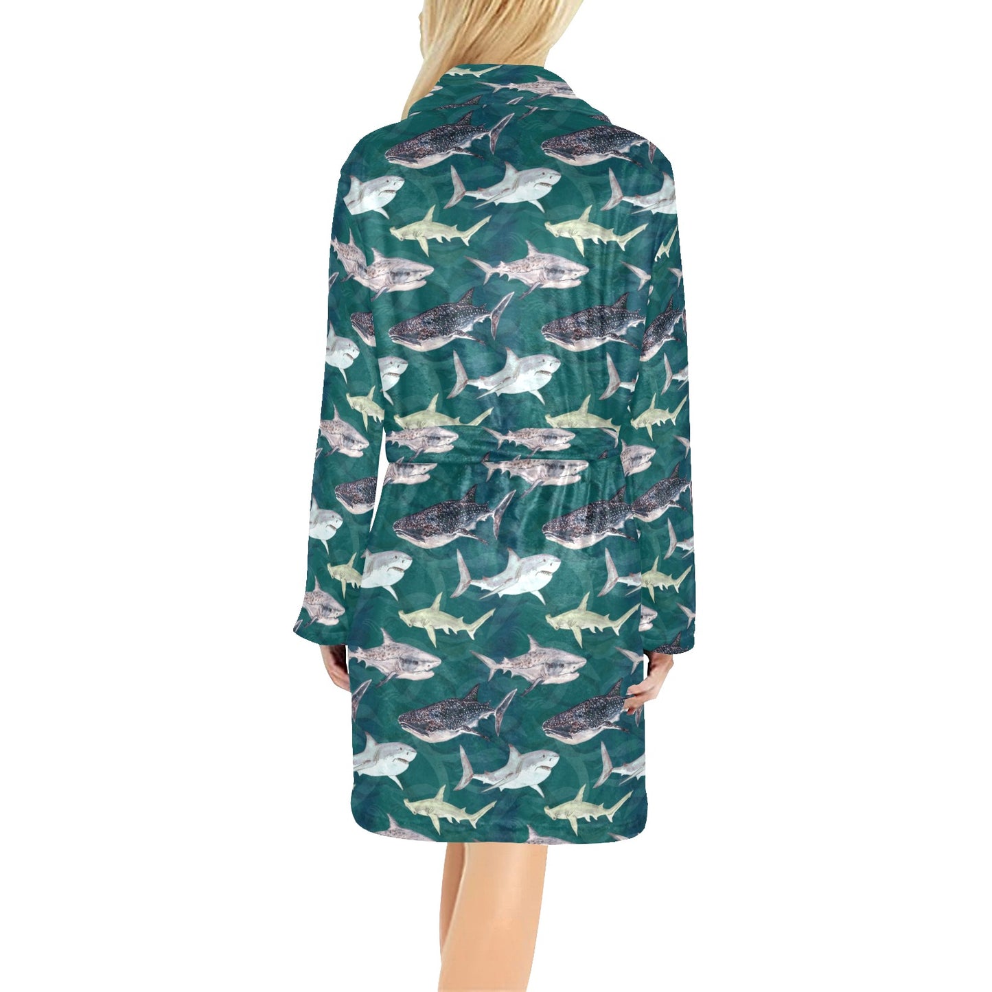 Shark Style Print Women's Fleece Robe