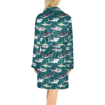 Shark Style Print Women's Fleece Robe