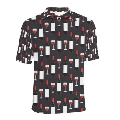 Wine Print Design LKS309 Men Polo Shirt