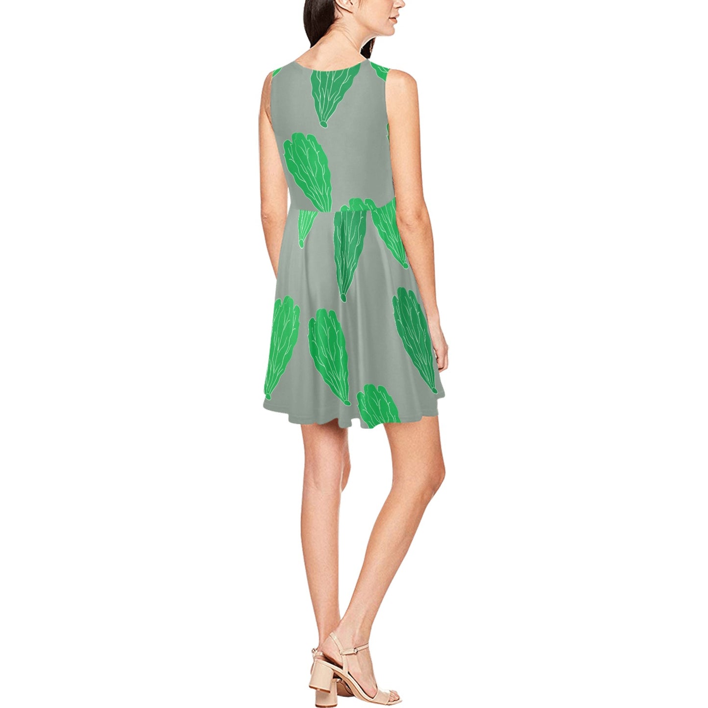 Lettuce Pattern Print Design 02 Sleeveless Dress