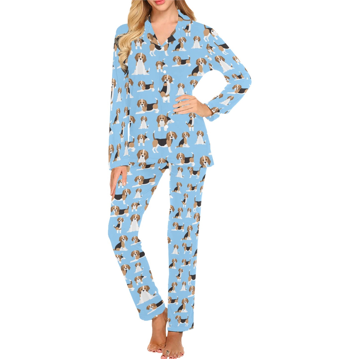 Beagle Pattern Print Design 03 Women's Long Pajama Set