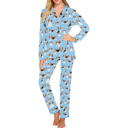 Beagle Pattern Print Design 03 Women's Long Pajama Set