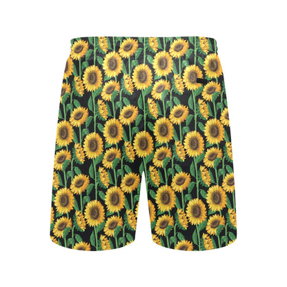 Sunflower Realistic Print Pattern Men's Swim Trunks Beach Shorts