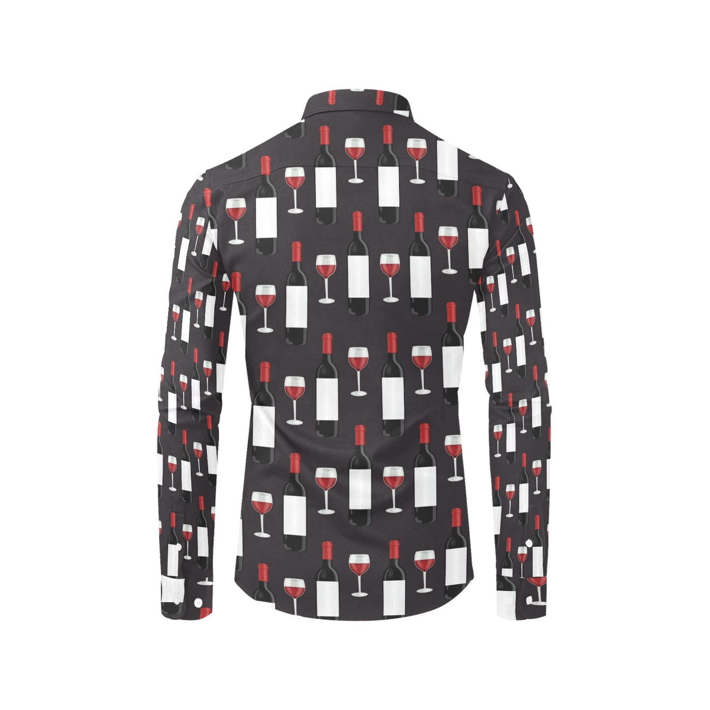 Wine Print Design LKS309 Men's Long Sleeve Dress Shirt