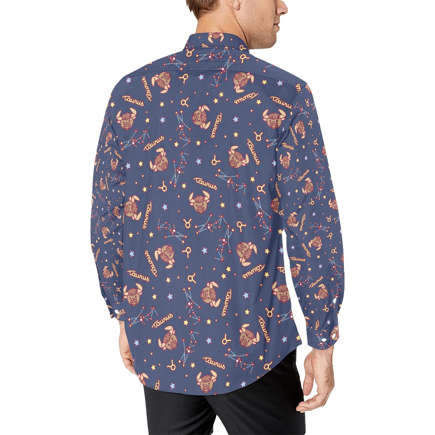 Taurus Print Design LKS304 Men's Long Sleeve Dress Shirt