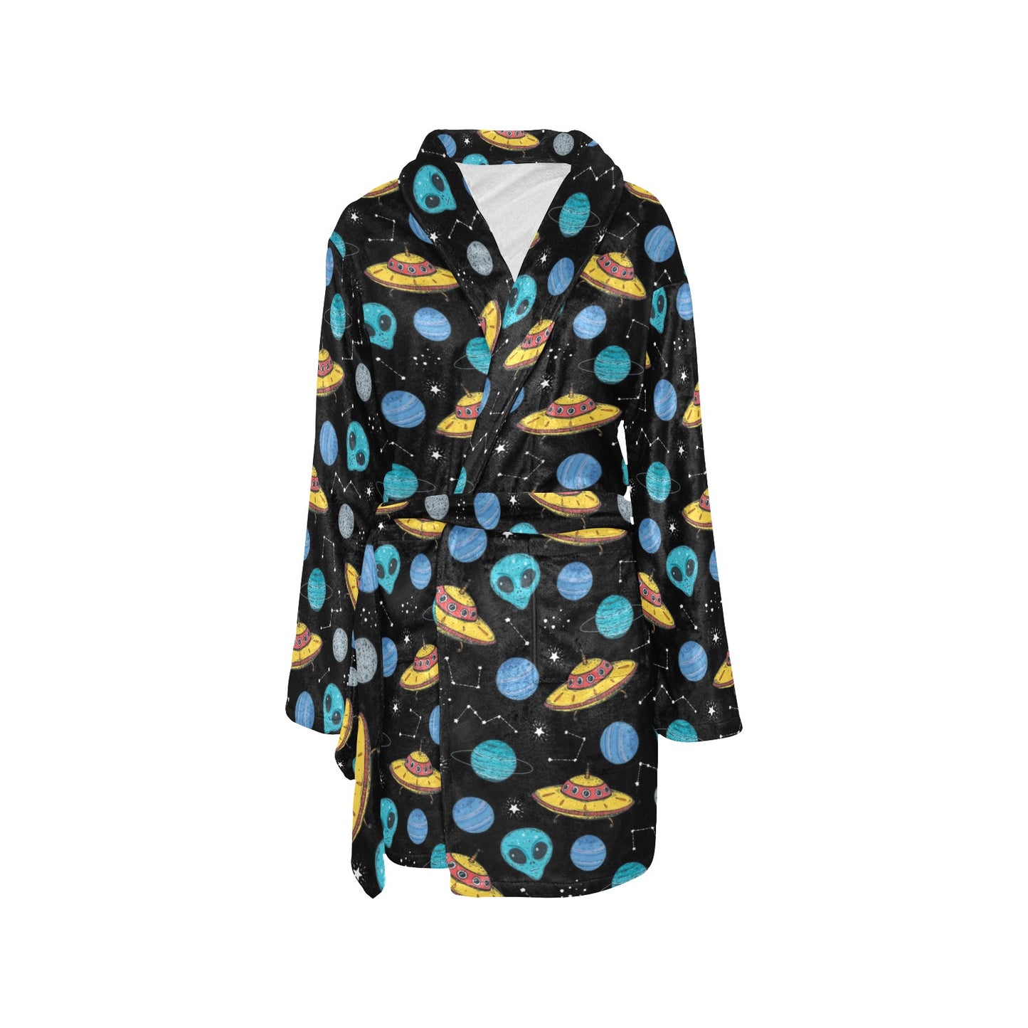 UFO Alien Print Design LKS306 Women's Fleece Robe