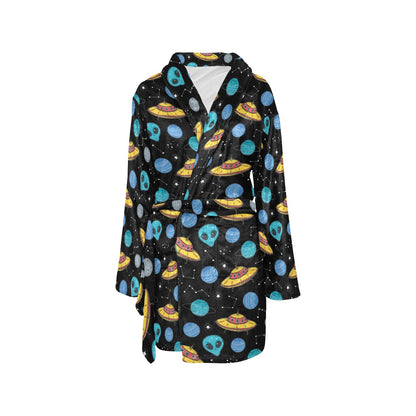 UFO Alien Print Design LKS306 Women's Fleece Robe
