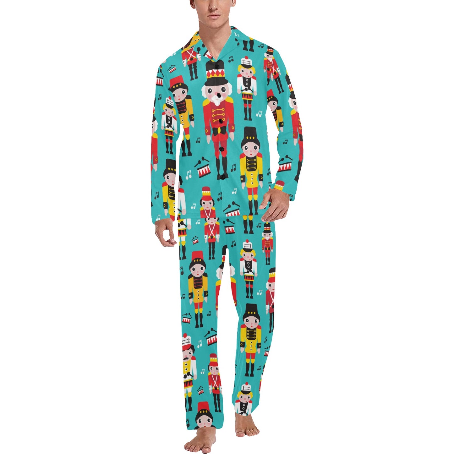 Nutcracker Pattern Print Design A03 Men's Long Pajama Set