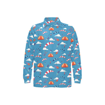 Skydiving Pattern Print Design 03 Long Sleeve Polo Shirt For Men's