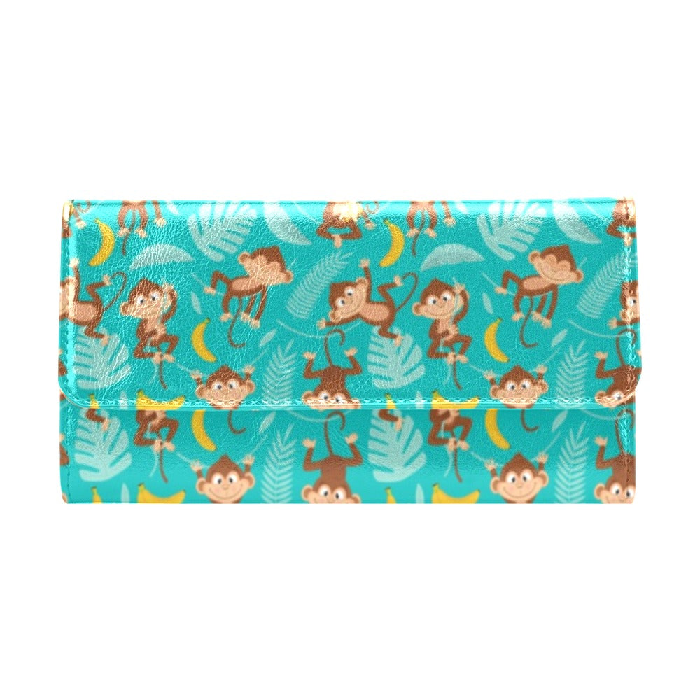 Monkey Happy Design Themed Print Women's Trifold Wallet