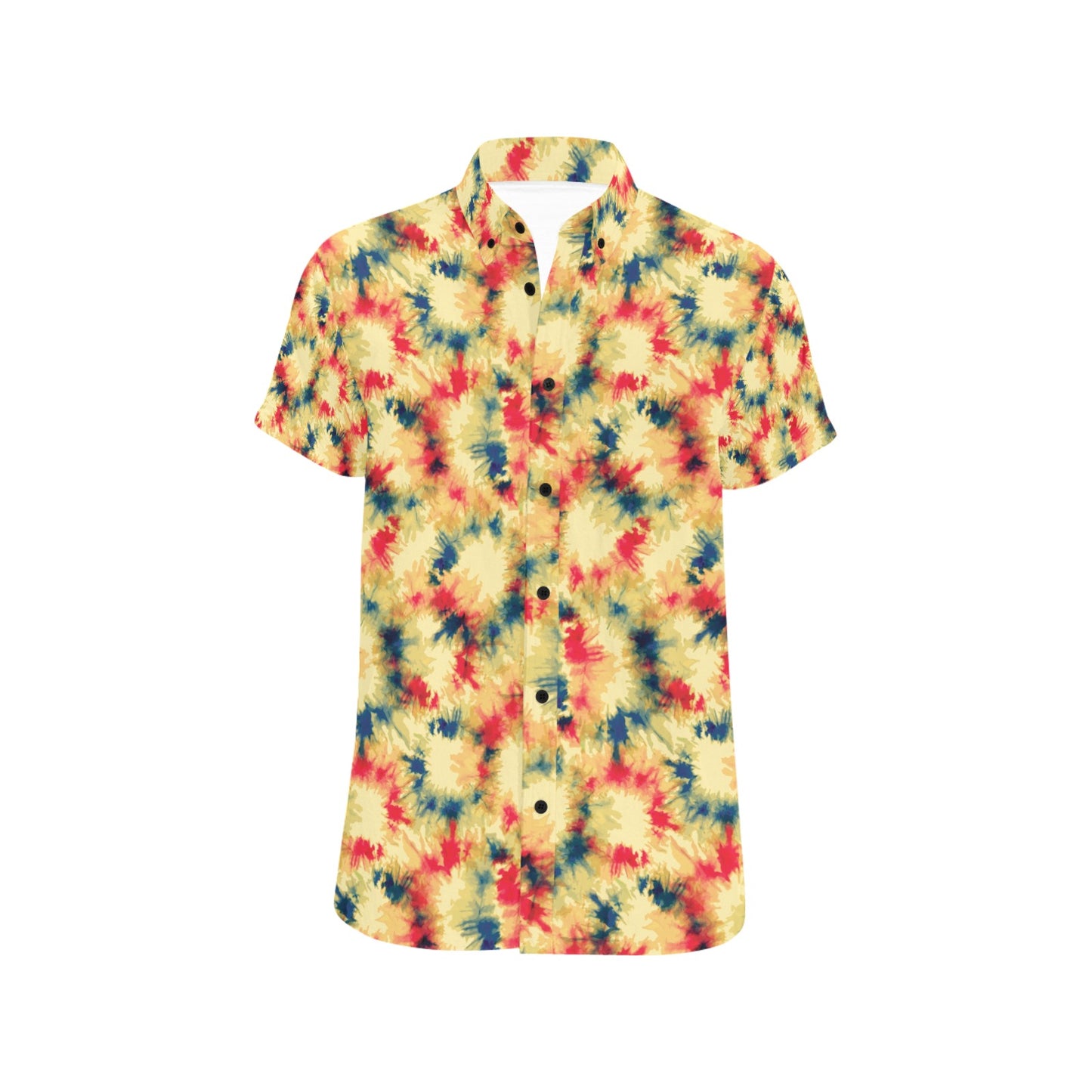 Tie Dye Print Design LKS302 Men Short Sleeve Button Up Shirt