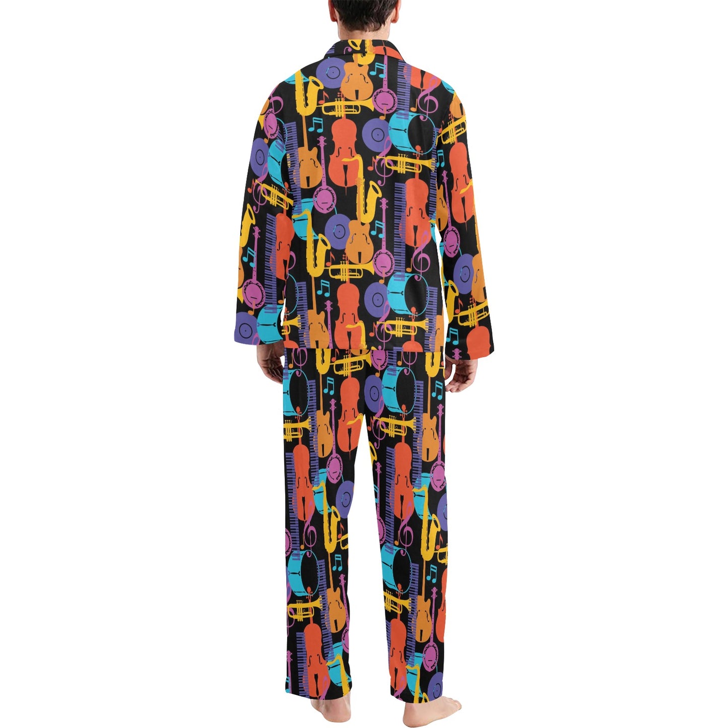 Jazz Pattern Print Design 03 Men's Long Pajama Set