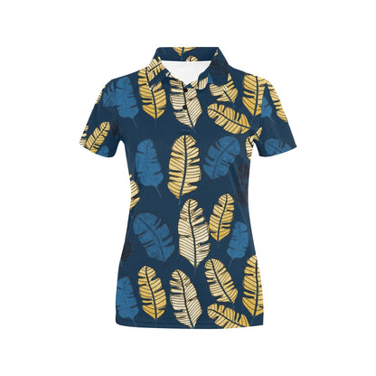 Banana Leaf Pattern Print Design BL09 Women's Polo Shirt