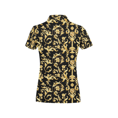 Baroque Golden Pattern Print Design 04 Women's Polo Shirt
