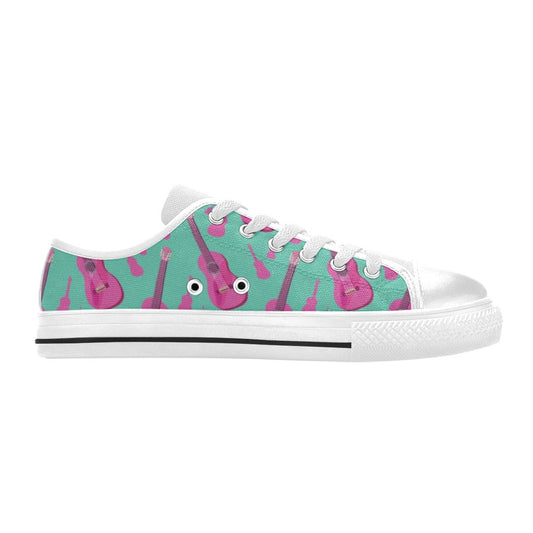 Acoustic Guitar Print Design LKS405 Women's White Low Top Shoes