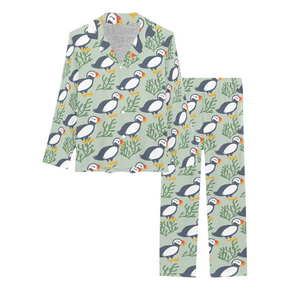 Puffin Pattern Print Design A04 Women's Long Pajama Set