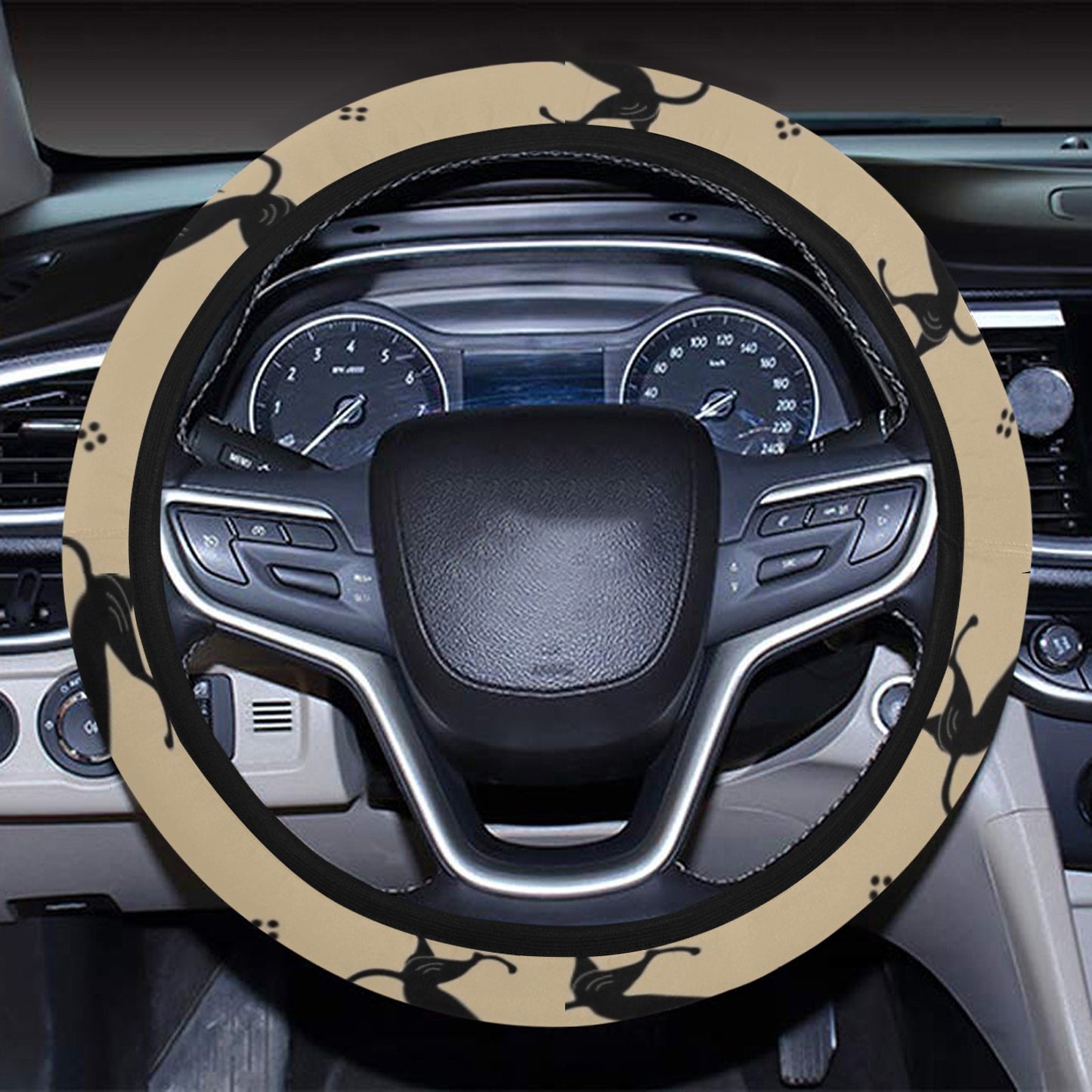 Ancient Greek Print Design LKS3011 Steering Wheel Cover with Elastic Edge