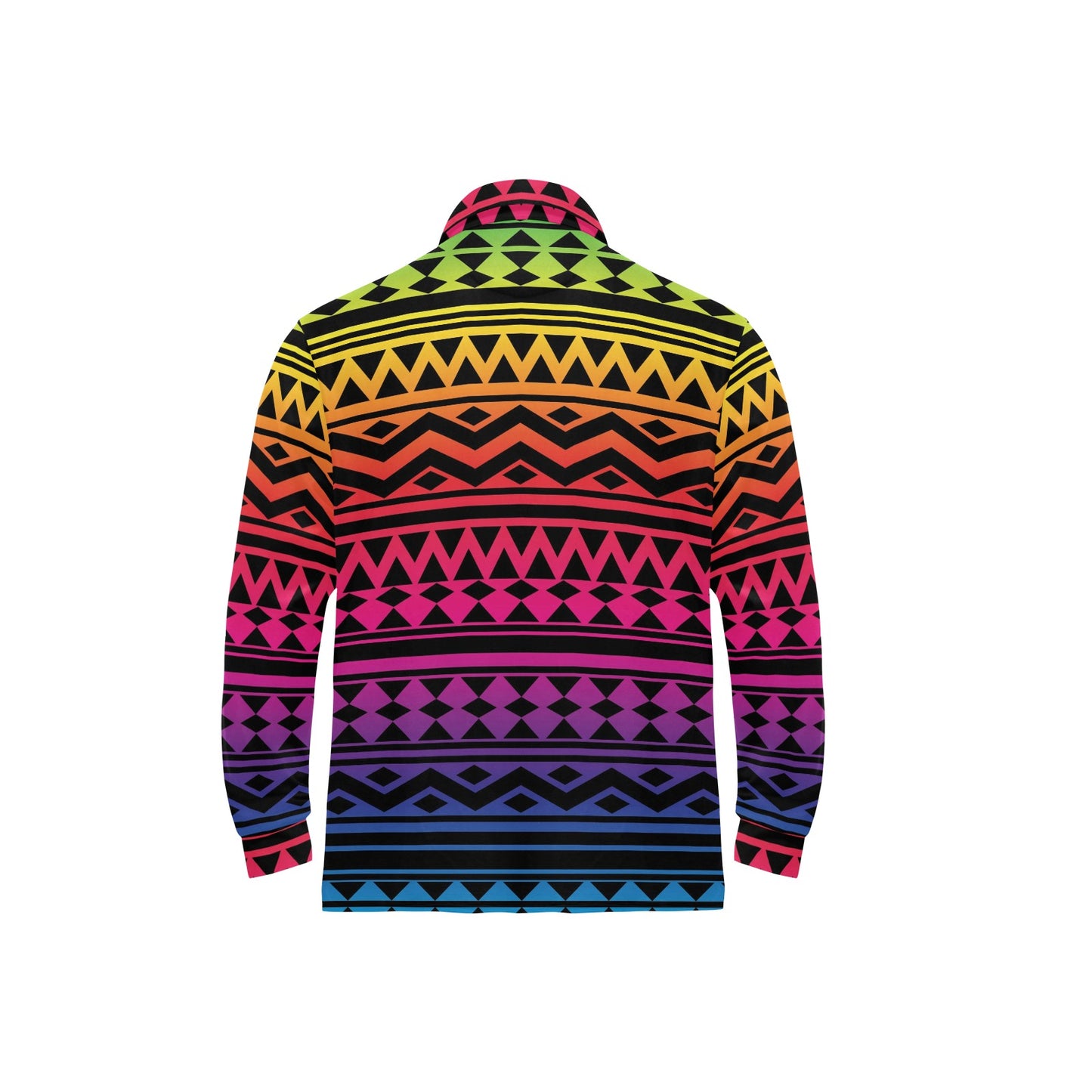 Rainbow Tribal Pattern Print Design A02 Long Sleeve Polo Shirt For Men's