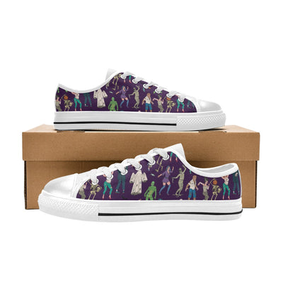 Creepy Zombie Print Design LKS302 Women's White Low Top Shoes