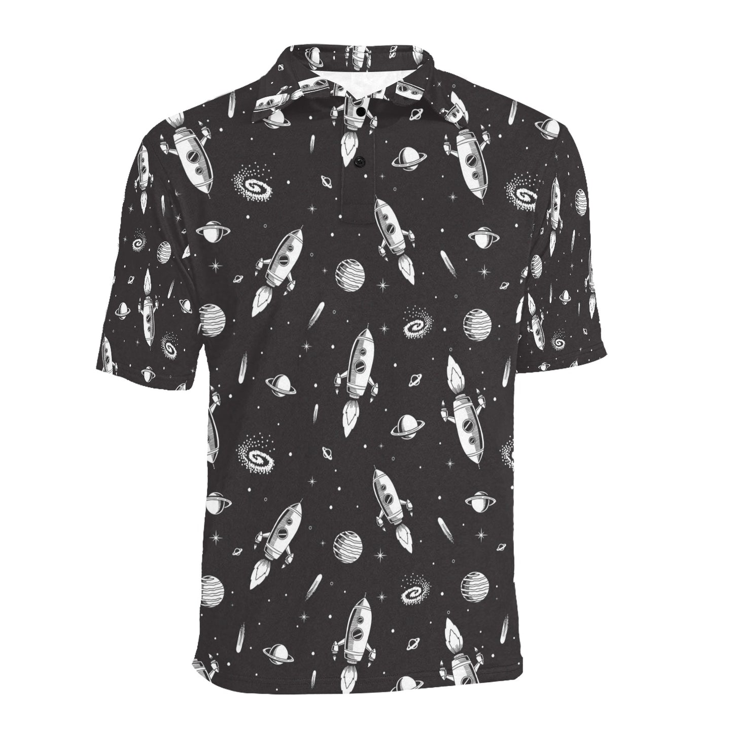 Space Rocket Print Design LKS303 Men Polo Shirt