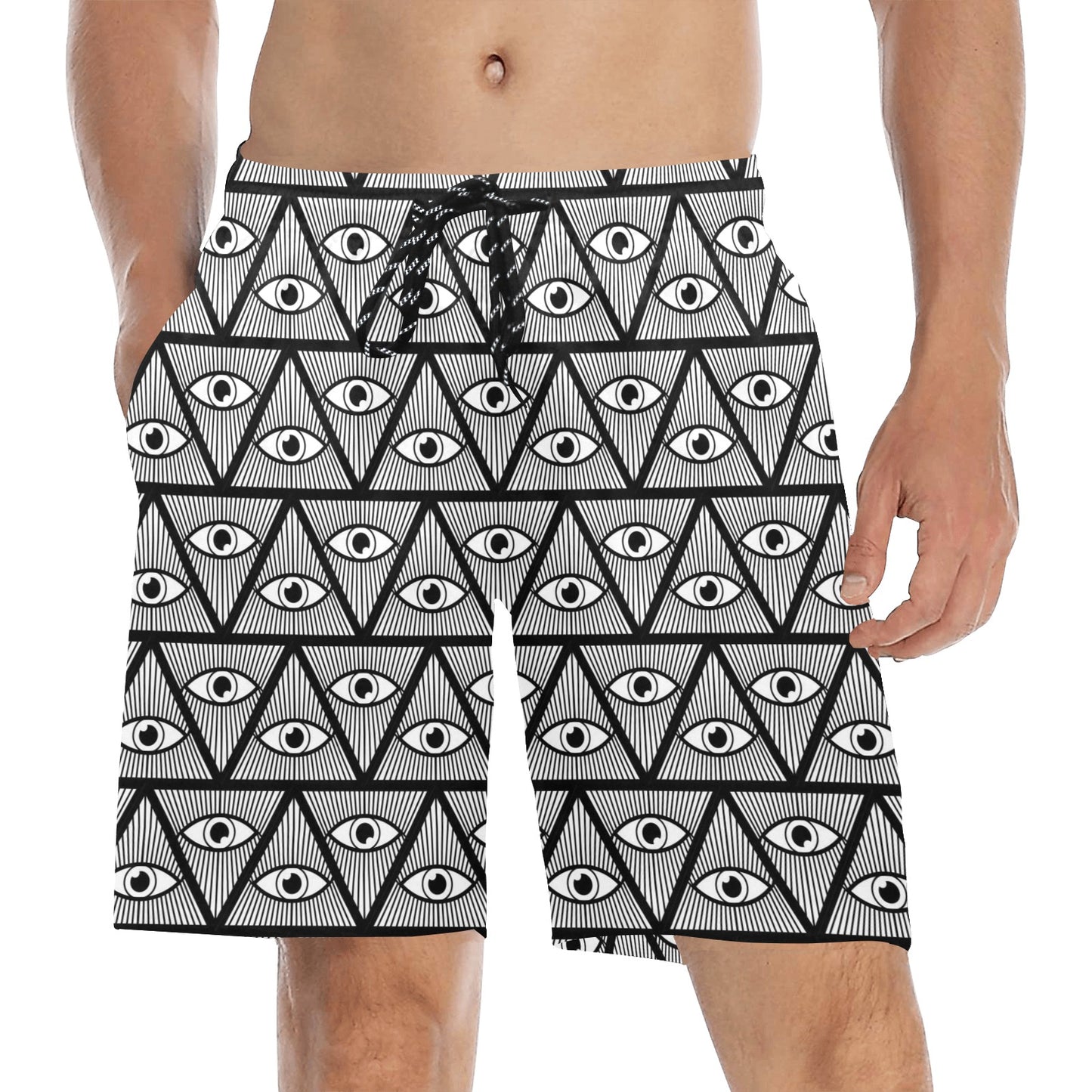 Third Eye Pattern Print Design LKS304 Men's Swim Trunks Beach Shorts