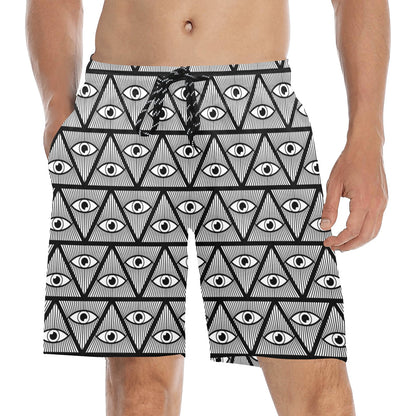 Third Eye Pattern Print Design LKS304 Men's Swim Trunks Beach Shorts