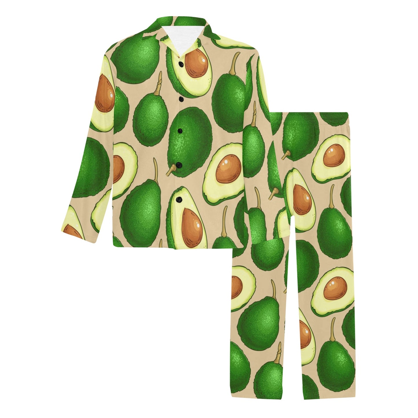 Avocado Pattern Print Design AC010 Men's Long Pajama Set