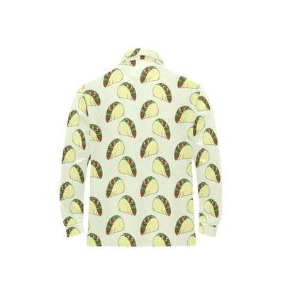Taco Pattern Print Design TC05 Long Sleeve Polo Shirt For Men's