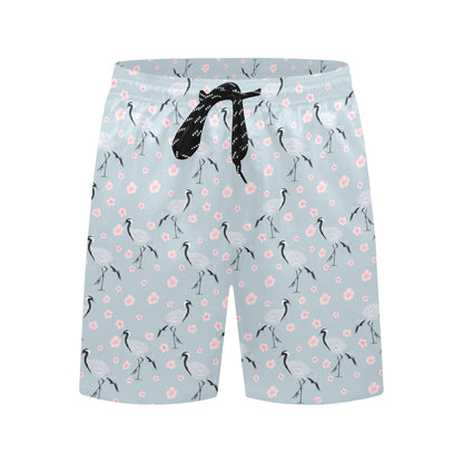 Sakura Bird Print Design LKS304 Men's Swim Trunks Beach Shorts