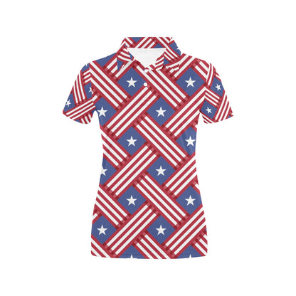 American flag Pattern Women's Polo Shirt
