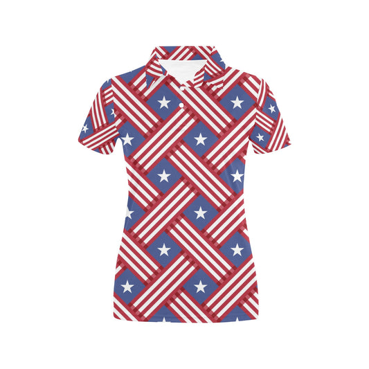 American flag Pattern Women's Polo Shirt
