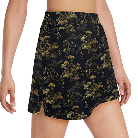 Tiger Japan Style Print Design LKS305 17" Golf & Pickleball Skort with Pockets