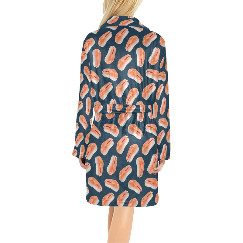 Salmon Steak Print Design LKS306 Women's Fleece Robe