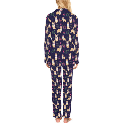 Pembroke Welsh Corgis Pattern Print Design A06 Women's Long Pajama Set