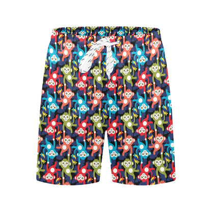 Monkey Colorful Design Themed Print Men's Swim Trunks Beach Shorts