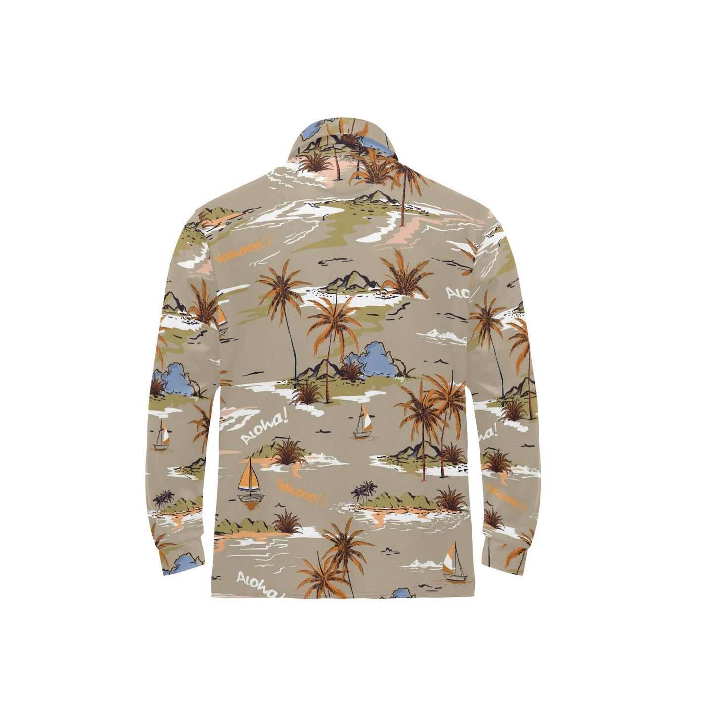 Pacific island Pattern Print Design A05 Long Sleeve Polo Shirt For Men's