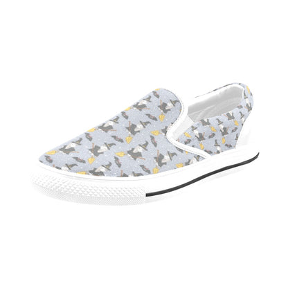 Witch Print Design LKS307 White Slip Ons Canvas Women's Shoes