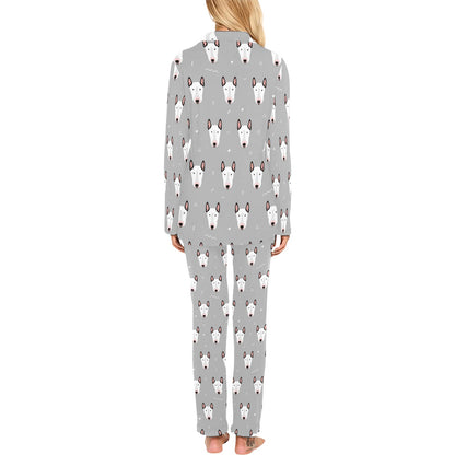 Bull Terrier Head Print Pattern Women's Long Pajama Set