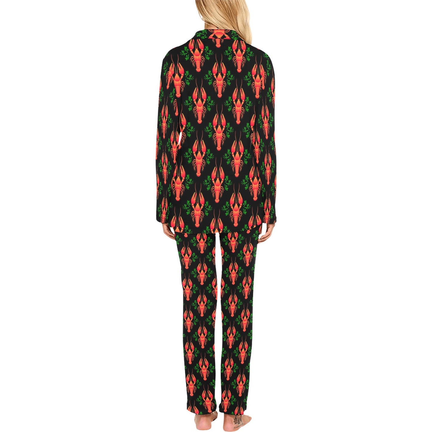 Lobster Print Design LKS403 Women's Long Pajama Set
