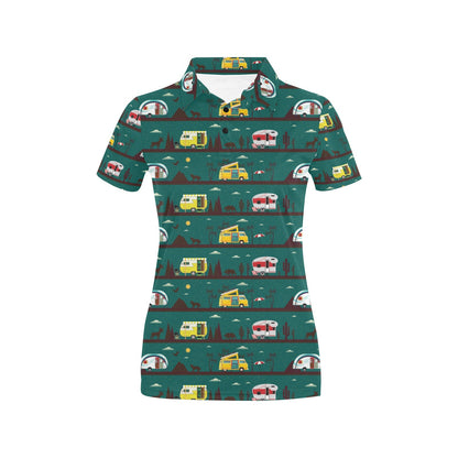Camper Pattern Print Design 05 Women's Polo Shirt