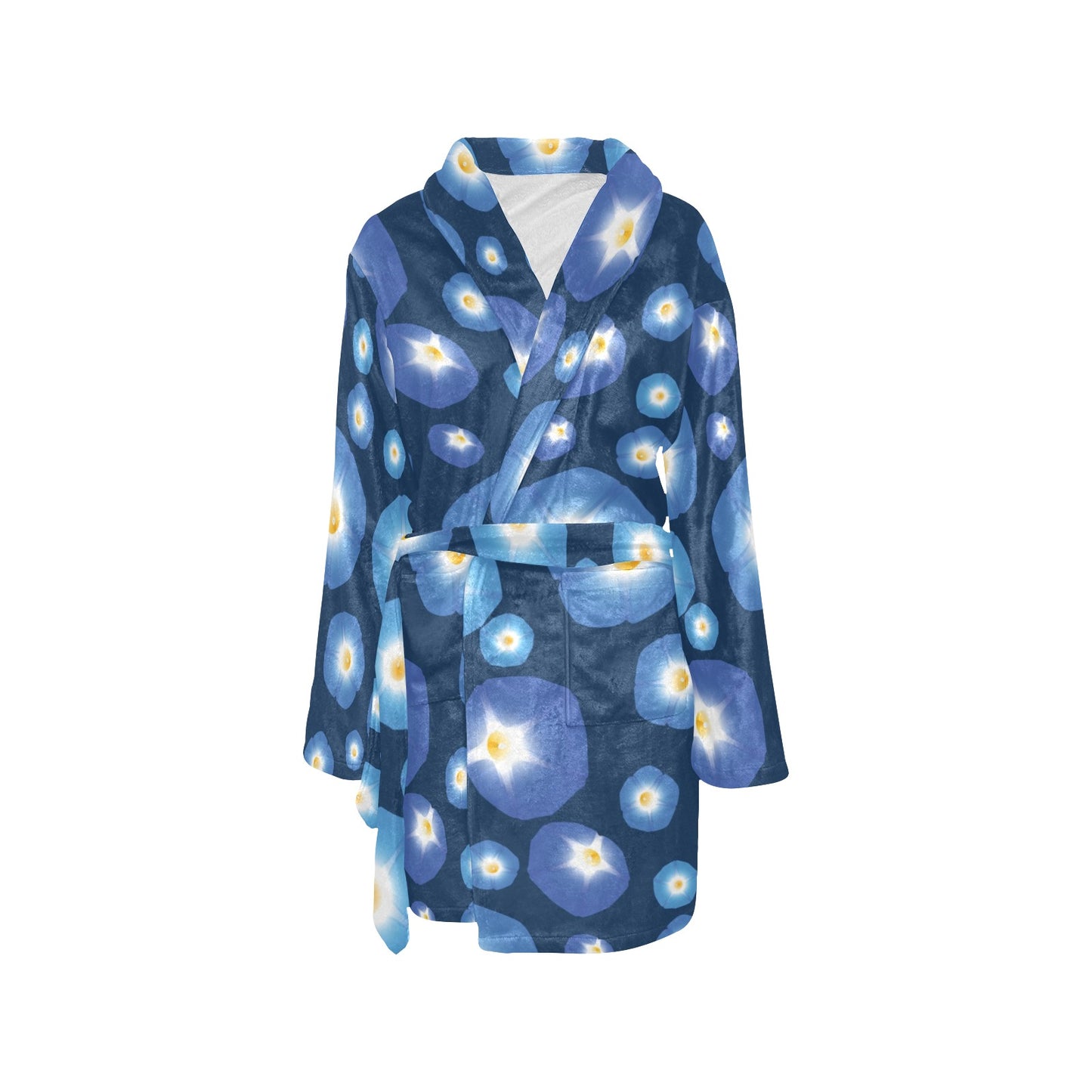 Morning Glory Pattern Print Design 02 Women's Fleece Robe