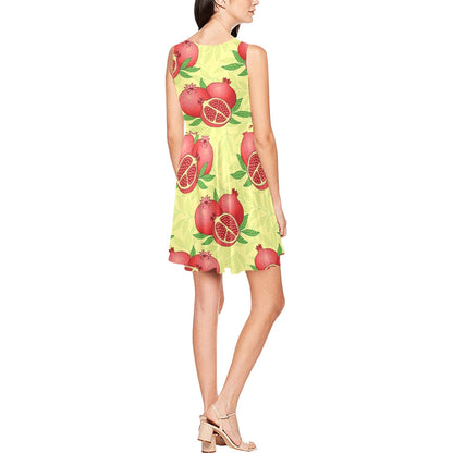 Pomegranate Pattern Print Design PG07 Sleeveless Dress