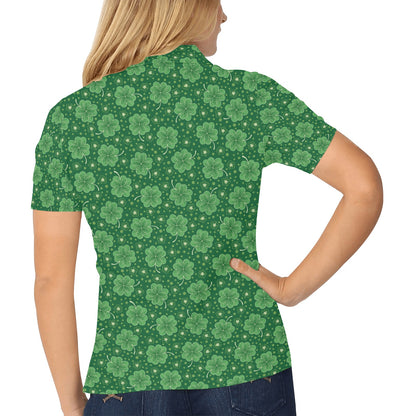 Shamrock Design Print Women's Polo Shirt