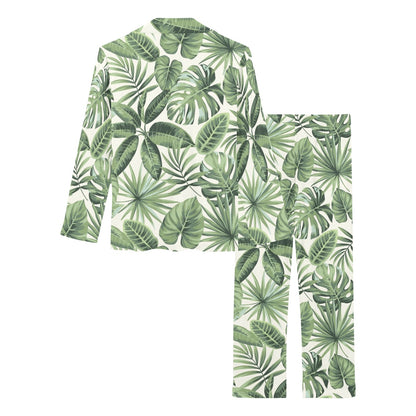 Palm Leaves Pattern Print Design PL014 Women's Long Pajama Set